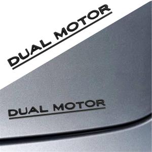 YHCDSEA Dual Motor Badge Emblem Sticker Plaid Decor Compatible for Tesla Model 3 Y X S Accessories (Matt Black-Black Line)