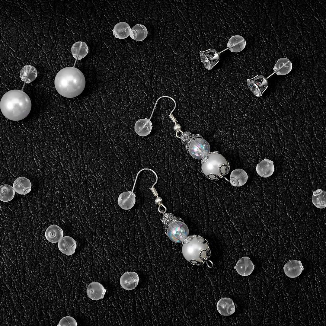 200 Pcs Safety Earring Backs Comfort Impenetrable Soft Clear Flat Back Stud Post Backstops Replacements Ear Stopper Pads Accessories Fit with All Types of Earrings