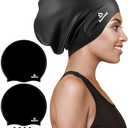 2 Pack Extra Large Swim Cap for Braids and Dreadlocks, Silicone Swimming Caps for Long Hair, Weaves, Extensions, Curls & Afros, Waterproof Adult Swim Hats Bathing Caps for Women Men