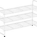 SUFAUY 3-Tier Shoe Rack, Closet Metal 33" Wide Shoe Rack Organizer Heavy Duty, Stackable, White