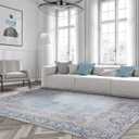DECOMALL Maila Washable Rug, Traditional Oriental Rug,Vintage Distressed Large Carpet for Living Room Bedroom, 9x12ft Blue