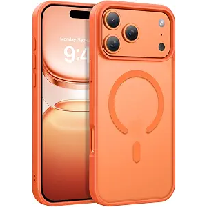 DUEDUE for iPhone 17 Pro Case Magnetic [Compatible with Magsafe], Translucent Matte Back Protective Cover Anti-Scratch Shockproof Phone Case for iPhone 17 Pro 6.3", Orange