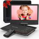 WONNIE 12.5" Portable DVD Player Car Headrest Video Player with 10.5" Swivel Screen, 5-Hours Rechargeable Battery, Car Headrest Holder, Dual Speakers, Support USB/SD Card/Sync TV, All Regions (Black)