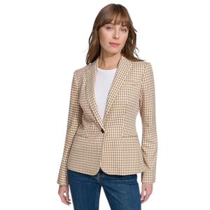 Tommy Hilfiger Womens Blazer Business Jacket with Flattering Fit and Single-Button Closure, Tobacco/Ivory, 14