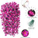 HyeFlora Artificial Fake Hanging Flowers Plants for Outdoor Outside Spring Decor, 2 PCS Faux Silk Fuchsia Daisy UV Resistant Look Real Orchid Long Vines for Home Porch Patio Window Planter Decoration