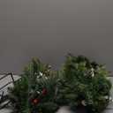 PreLit Pathway Christmas Tree(2 Pack), Artificial Christmas Urn Filler with LED Lights, Golden & Red Berries, Pine Cones, Outdoor Light Up Planter Filler Holiday Home Decor