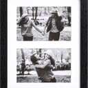 Eletecpro 8x10 Collage Picture Frame with Mat for Two 4x6 Photos or One 8x10 Without Mat, Wall and Tabletop Display with Stand (Black)
