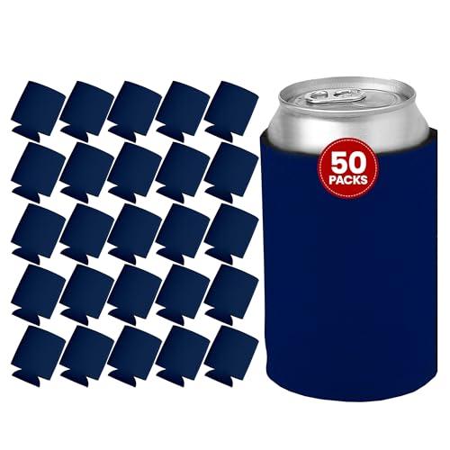 Gifts by Design 50 Ct of Kan-Tastic Can Cooler & Holder – Navy Blue – Soft, Flexible Foam Keeps Beer, Soda, Water Cool & Fresh – Great for Custom Designs for DIY Projects, Events, Company Promotions
