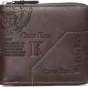 Mens wallet Leather wallet men Wallet Zipper RFID Bifold Wallet for Men ID card Window Credit Card Coin Photo Multifunction Card Slots Gift for Him,Light Brown