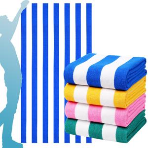 4 Packs Extra Large Bath Towels Striped Beach Towel Set Bathroom Sheets Bulk Quick Dry Soft Fluffy XL Big Oversized Absorbent Blanket Turkish Microfiber Hotel Shower Pool Hot Toallas Grandes