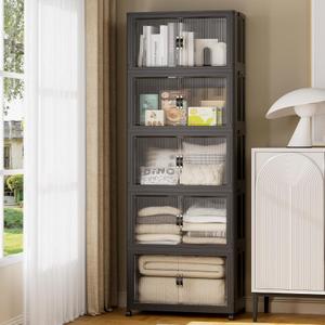 SAILUN Stackable Storage Bins with Lid, 232QT 5 Pack Black