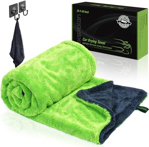 2 Pack Car Drying Towel 48" x 24" & 16" x 16", 1400 GSM Microfiber Towels for Cars Detailing Streak Free, Extra Large Ultra Absorbent Twisted-Loop Microfiber Towels