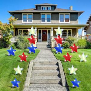 Yookeer 4th of July Yard Signs Outdoor Decorations Red White Blue Stars Veterans Day Yard Sign with Stakes for Independence Day Lawn Decor(15 Pieces)