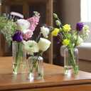 24Pcs Glass Cylinder Vases, Clear Ribbed Bud Vases for Centerpieces Weeding Decoration, Tall Clear Flower Vases in Bulk for Table Shelf, Party(Ribbed)