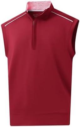 Rouen Men's Vests Outerwear Lightweight Moisture Wicking Midlayer Sleeveless Sports Golf Quarter Zip Pullover Mens Vest Size, L