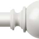 KAMANINA Curtain Rod 32 to 58 Inches (2.6-4.8ft), White Curtain Rods for Windows, 7/8 Inch Adjustable Modern Drapery Rod with Round Finials