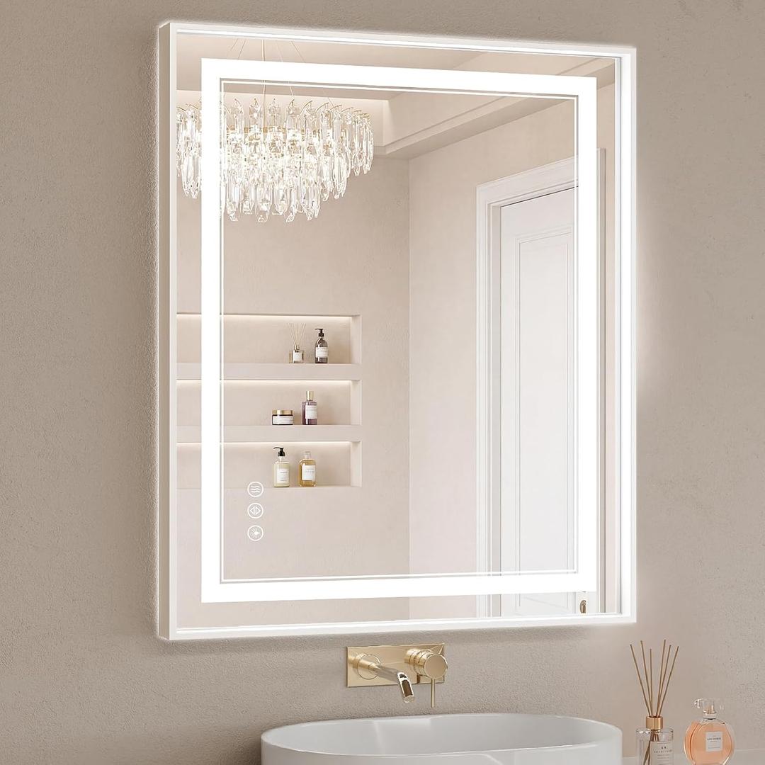 30"x36" LED Bathroom Mirror with Lights, Front & Backlit, Anti-Fog, Dimmable, 3 Color Temperature, CRI 90+, LED Mirror for Bathroom with Premium Full Aluminum Frame, Touch Control with Memory