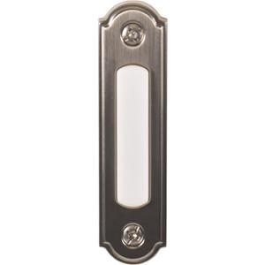 Newhouse Hardware LED Lighted Metal Door Chime Push Button (Satin Nickel) | Surface Mount Lighted Door Bell Button | Replacement Wired Doorbell Button for Most Door Bell Chimes
