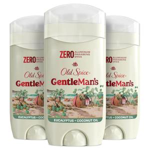 Old Spice GentleMan's Aluminum Free Dry Feel Deodorant for Men, 24/7 Lasting Freshness, Gentle on Skin with Skin Conditioners, Eucalyptus + Coconut Oil Scent, 3.0 oz (Pack of 3)