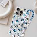 Compatible with iPhone 16 Pro Case for Women Girls, Slim Fit Glitter Cute Phone Case for iPhone 16 Pro with Pearl Phone Charm Lanyard Wrist Strap, Shockproof Hard Protective Case 6.1 Inch Shiny White