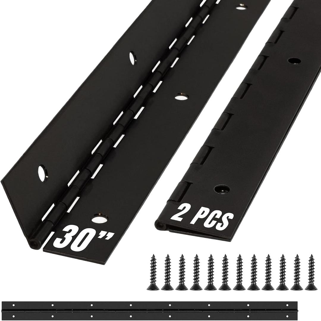 ALBO 30 Inch Black Heavy Duty Piano Hinge Continuous Stainless Steel 304 (2-Pack), Surface Mount Cabinet Hinges Matte Black 30"x2" for Large Cabinet, Industrial Storage & Equipment Door