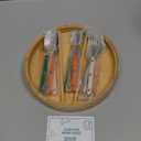 Kids Silverware Set, Stainless Steel Toddler Silverware with Bamboo Organizer, Montessori Kids Utensils, 10 Piece Cutlery Set with Forks, Spoons & Knives, Children Safe Metal Flatware, Color Cream-Orange-Green