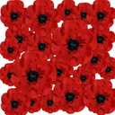 WILLBOND 18 Pcs Artificial Red Poppy Flowers Veterans Day Large Poppies Fake Flowers for Halloween Memorial Day Wicked Birthday Carnival Back to School Party Backdrop
