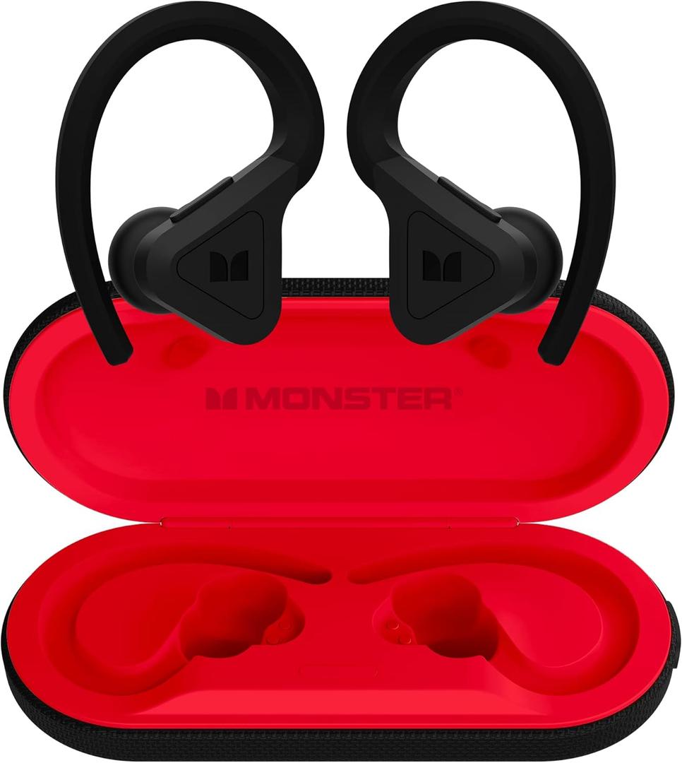 Monster DNA Fit Wireless Bluetooth Earbuds - Noise Cancelling Earbuds with Wireless Charging Case & Built-in Microphone, Water Resistant Bluetooth Headphones & Ear Buds (Regular, Black)