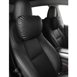 TPARTS Leather Headrest Neck Pillow for Tesla Model Y/X/3/S, Tesla Model 3 Accessories, Tesla Model Y Accessories, Car Neck Pillow for Traveling (1pc Black)