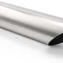 LCGP 2.5inch Exhaust Tip, 2.5" Inlet 4" Outlet 18" Long, Clamp On Tailpipe for Car Trucks, Polished, Universal Stainless Steel Diesel Exhaust Tailpipe, Slant Cut