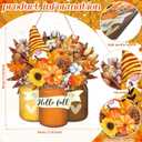 2 x Geetery Thanksgiving Door Signs Vintage Hello Fall Front Door Decoration Autumn Gnome Sunflower Pumpkin Wooden Hanging Signs for Fall Home Front Porch