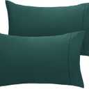 LuxClub Collection Pillowcases 2 Pack - Eco Friendly Wrinkle Free Cooling Pillow Cases with Satin Trim - Machine Washable Hotel Bedding Silky Soft - Emerald King 36 x 20