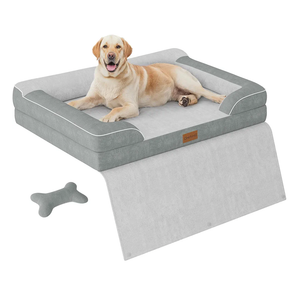 Jumbo Dog Bed for Extra Large Dogs, Orthopedic Dog Beds with Cooling Gel Memory Foam, Waterproof Pet Bed with Removable Washable Cover, 45" Pet Sofa Couch Dutch Velvet with Blanket Bone Toy