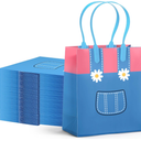 Sadnyy 24 Pcs English Teacher Gift Bags Birthday Party Favors Goodie Bags with Handles Girls Party Decorations Pink Blue Overalls Pattern Cartoon for Birthday Classroom Decor Baby Shower
