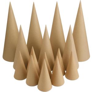 Ceenna 24 Pcs Paper Mache Cones Open Bottom Cardboard Craft Cones for Christmas Tree DIY Gnomes Ornament Multiple Sizes Decorations DIY Art Crafts 13.8x5, 9.8x3.9, 5.9x2.75 Inch