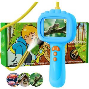 Borescope Snake Camera with Light for Kids, Outdoor Educational STEM Toys, Science Gifts for 5 Year Old Boy, Camping Nature Activities, Best Birthday Gift for Boys, Girls Ages 4,5,6,7,8,9,10(Blue)