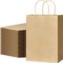ECOEXTRA Gift Bags 100Pcs Brown Paper Bags with Handles Bulk 8x4.5x10.8 Inch Paper Gift Bag Medium Size, Kraft Paper Bag, Grocery Shopping Retail, Birthday Party Favors Wedding Sacks