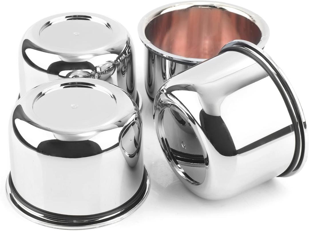 4Pcs 3.25inch Trailer Wheel Center Caps Push Through 3.25" Bore 2.32" Tall Hub Cap for Truck SUV RV Wheel Rim, Chrome Silver Wheel Cover