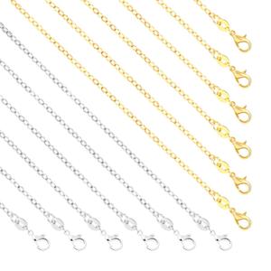 SANNIX 50 Pack Silver Plated Necklace Chains Bulk, Cable Chain Pack for Jewelry Making (18 Inch, Silver and Gold)