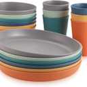 Anbte Plastic Plates and Bowls Sets, 18pcs Unbreakable Dinnerware Set for 6, Lightweight Reusable Dishes Set Microwave & Dishwasher Safe Modern Dinner Set, for Kitchen Outdoor Travel Camping Picnic