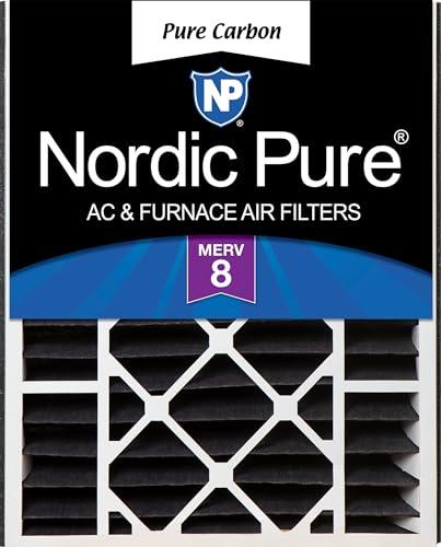 Nordic Pure 20x25x5 (Actual Size: 19 3/4 x 24 1/4 x 4 7/8) Air Bear Replacement Pure Carbon Odor Reduction Merv 8 Air Filter 1 PK