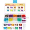 Riseuvo 140 Pcs Low Profile Mini Fuse Kit - Automotive Blade Fuses Assortment Kit for Car, Truck, RV, Boat with Fuse Puller (2A 3A 5A 7.5A 10A 15A 20A 25A 30A 35A)
