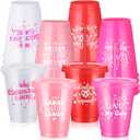 Yungyan 16 Pcs Galentine's Day Cups with Straw and Lid 16 oz Reusable Plastic Valentine's Day Hearts Cups Pink and Red Tumblers Gifts for Women Girlfriends Galentines Party Supplies Decorations