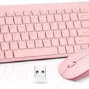 Wireless Keyboard and Mouse Combo, Compact Quiet Wireless Keyboard and Mouse Set 2.4G Ultra-Thin Sleek Design for Windows, Computer, Desktop, PC, Notebook, Laptop-Sakura Pink