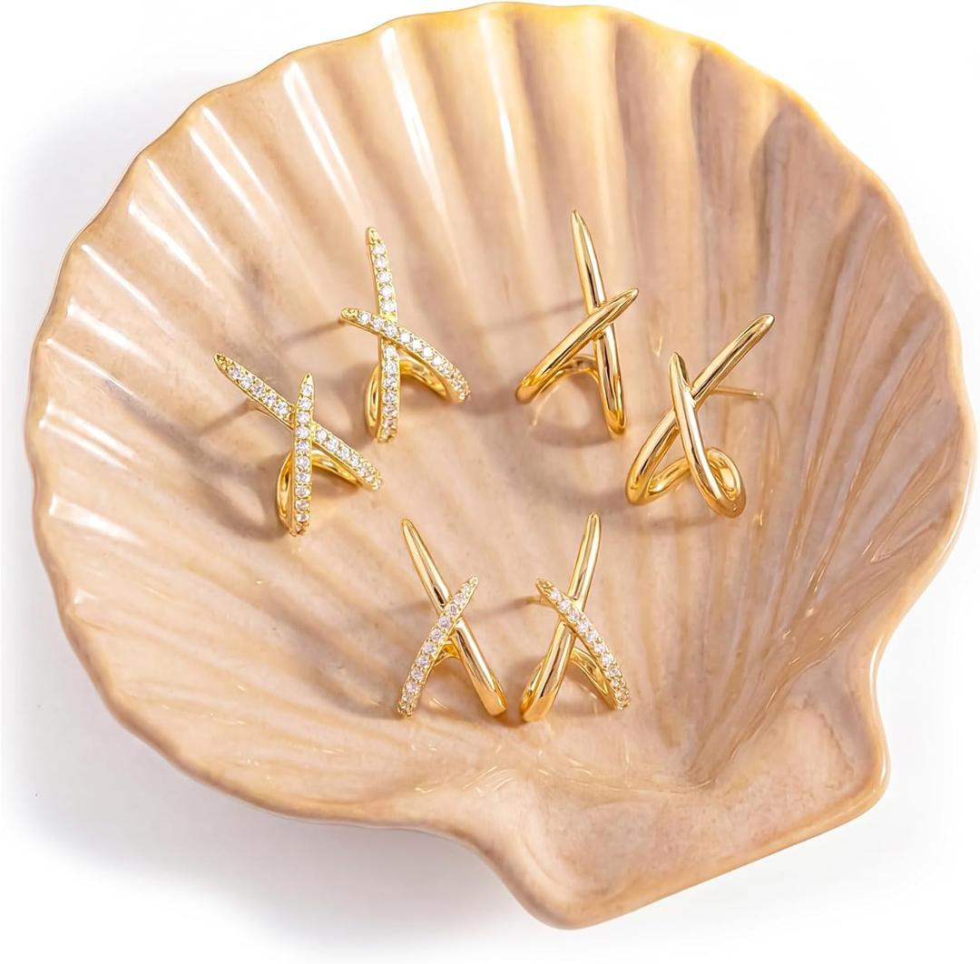 Jewelry Tray Trinket Dish Ceramic Shell Jewelry Holder Decorative Plate Bowl Organizing Rings Earrings Necklaces Keys Cute Small Jewelry Tray Gift for Women