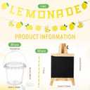 87 Pcs Lemonade Stand Supplies 30 Lemonade Drink Buckets with Lids and Straws 2 Banners 1 Wooden Blackboard with 3 Chalks Lemon Stickers Reusable Cups for Summer Lemon Birthday Party Fruit Juice Stand