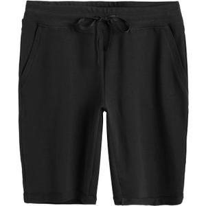 Weintee Women's Cotton Bermuda Shorts with Pockets (Medium, Black)