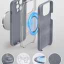 Liquid Silicone Case for iPhone 15 pro MAX with Magnetic Ring Stand, Upgraded Camera Lens Protection, Mil-Grade Drop Shockproof, Anti-Scratch Microfiber Lining Silicone Case (Gray)