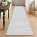 Collive Long Runners Rug for Hallways 2.6x8 Washable Kitchen Runner Rugs Non-Slip Rubber Backed Boho Hallway Runner Rug Gray Braided Farmhouse Carpet Floor Runner for Hall Bedroom Doorway (Grey)