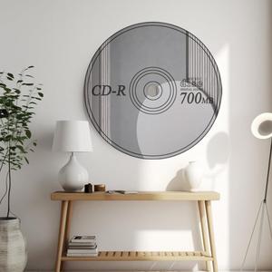 Generic CD Mirror Disc Wall Mirror Decor, Classic Vinyl Record Music Themed Decor, Acrylic CD Mirror Modern Mirrored for Music Lovers Girlfriend (13""x13""), Large, Silver